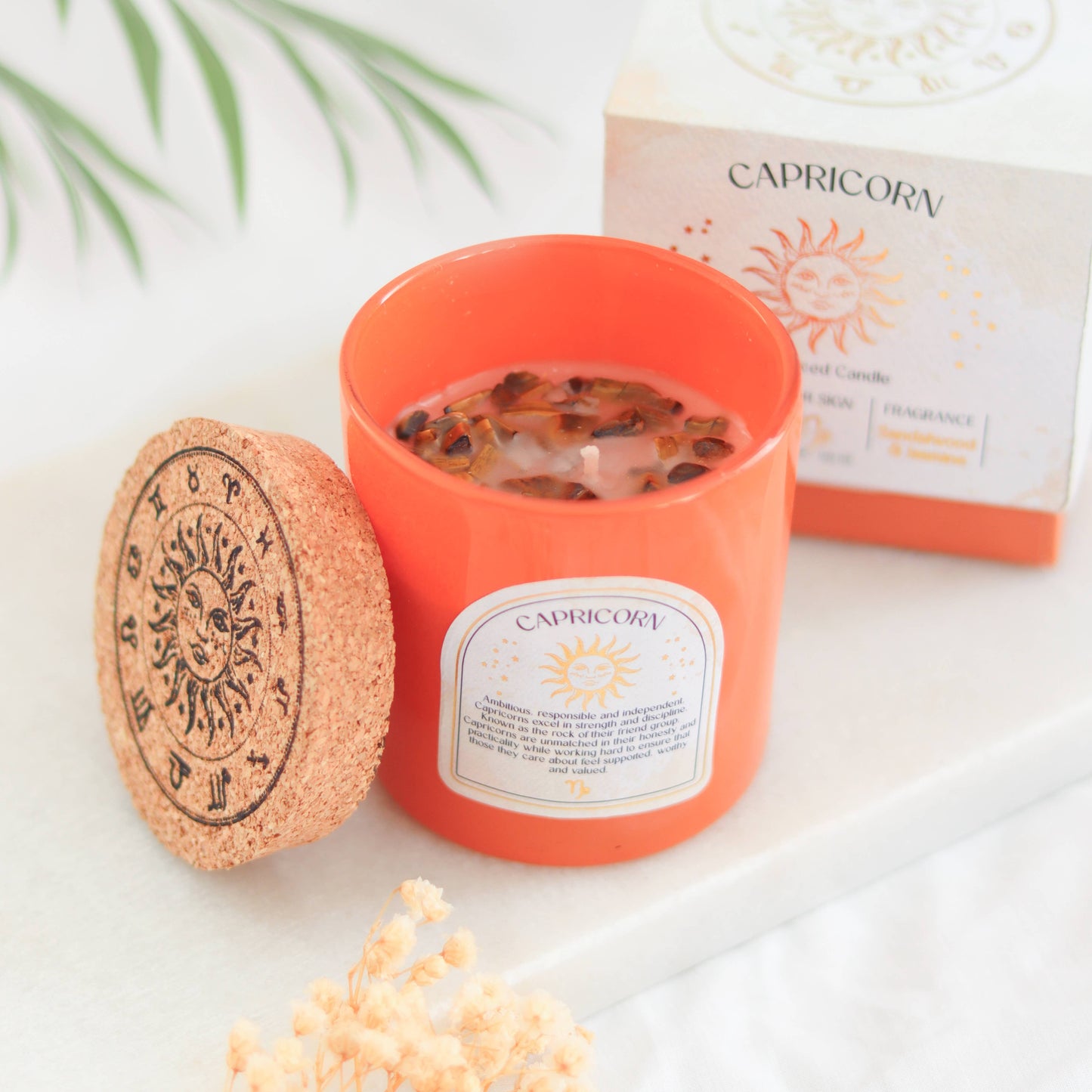 Crystal Candle Capricorn ( Sandelwood & Jasmine)
