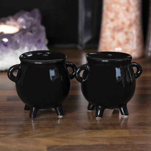 Salt and Pepper Strawer Gothic Halloween Cauldron Cruet