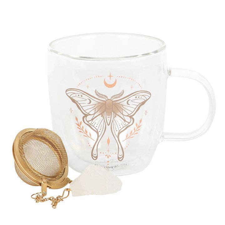 Glas-Tasse Luna Moth mit Teesieb