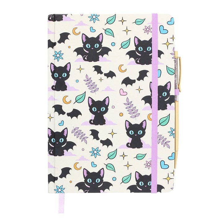 Notizbuch Katze/Fledermaus mit Stift