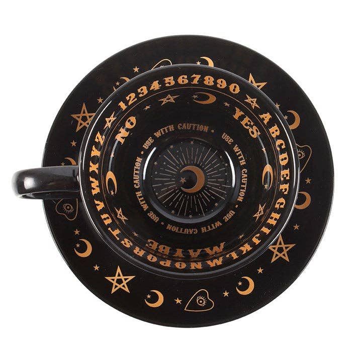 Black Talking Board Teetasse und Untertasse