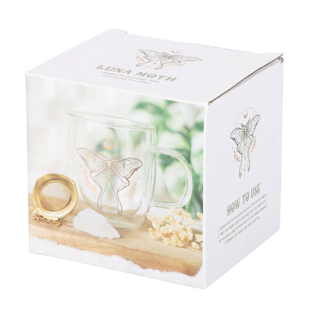 Glas-Tasse Luna Moth mit Teesieb