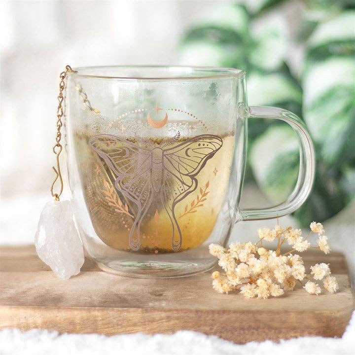 Glas-Tasse Luna Moth mit Teesieb