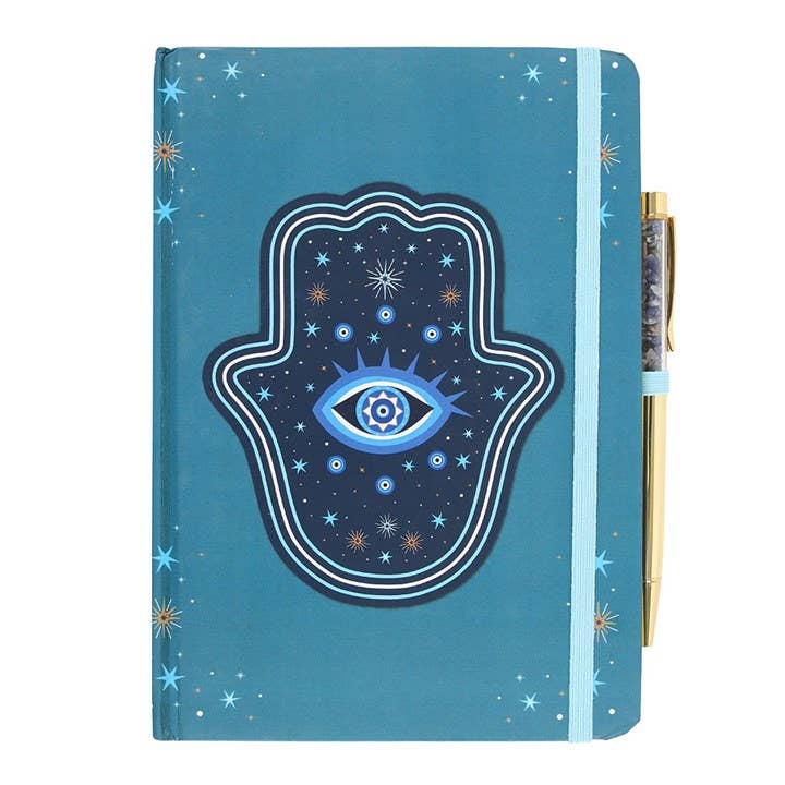 Notitzbuch Hamsa - Auge mit Stift
