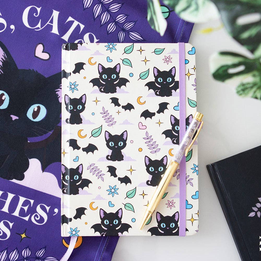 Notizbuch Katze/Fledermaus mit Stift