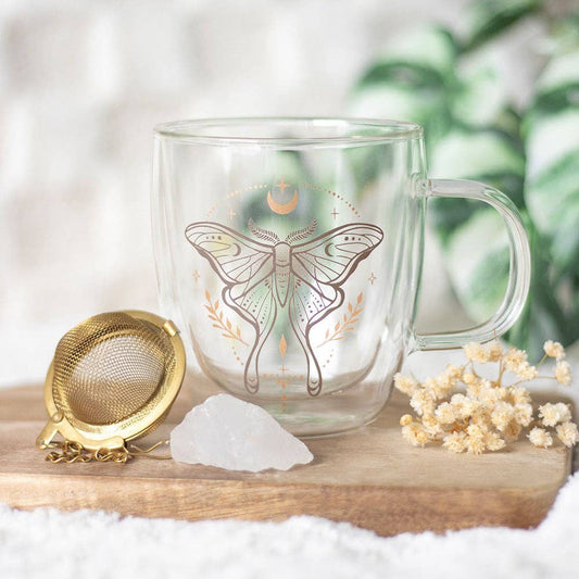 Glas-Tasse Luna Moth mit Teesieb