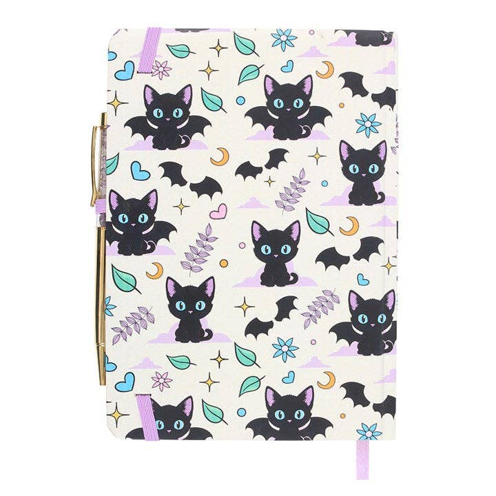 Notizbuch Katze/Fledermaus mit Stift