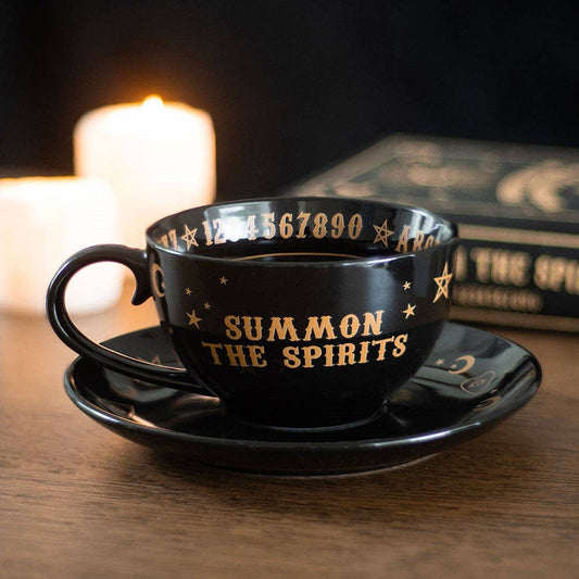 Black Talking Board Teetasse und Untertasse