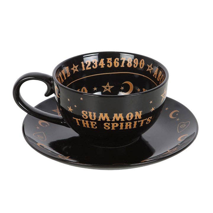 Black Talking Board Teetasse und Untertasse