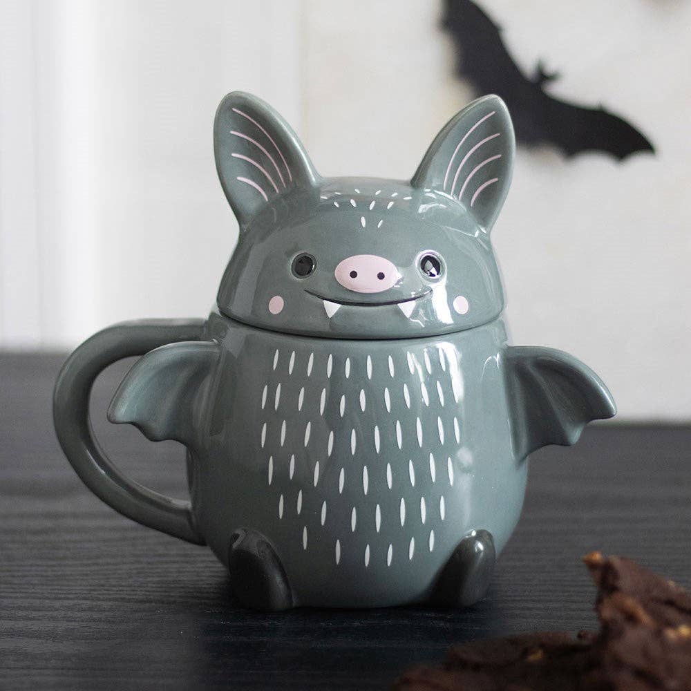Niedliche Fledermaus-Tasse mit Deckel