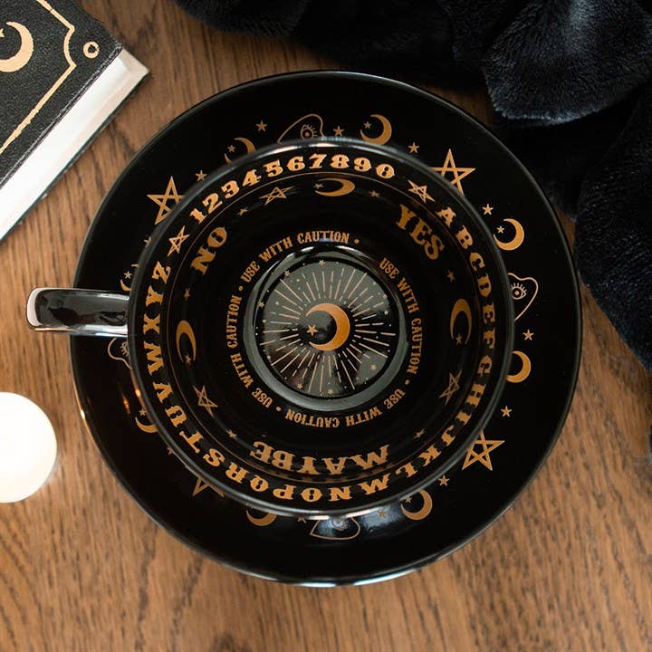 Black Talking Board Teetasse und Untertasse