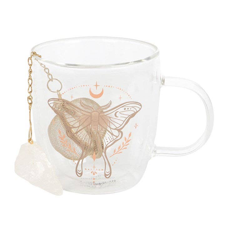 Glas-Tasse Luna Moth mit Teesieb