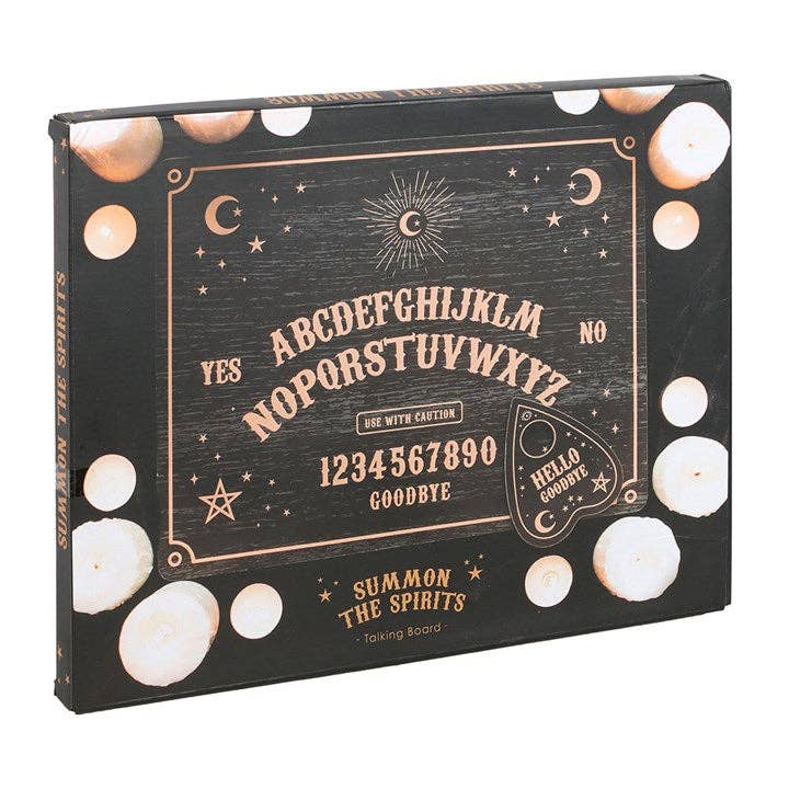 Schwarzes Ouija-Brett mit Planchette