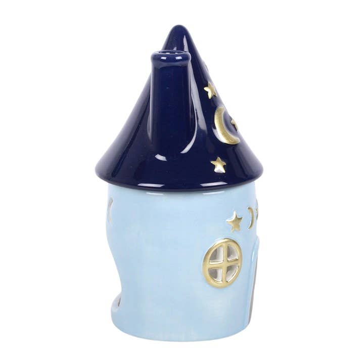Duftlampe Häuschen blau Ölbrenner