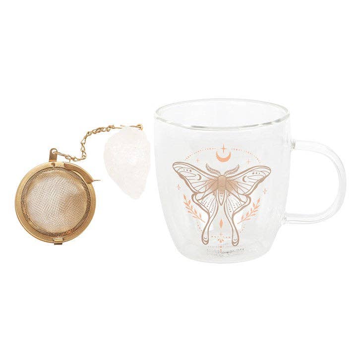 Glas-Tasse Luna Moth mit Teesieb